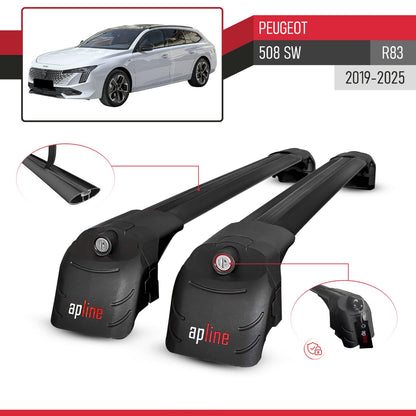 ACE-2 Dakdrager bagagedrager compatibel met Peugeot 508 SW 2019-2025 Spoorstaven Zwart Aluminium 2 Staven