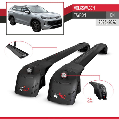 ACE-2 Dakdrager bagagedrager compatibel met Volkswagen Tayron 2025 Spoorstaven Zwart Aluminium 2 Staven