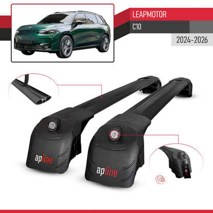 Compatible with LEAPMOTOR C10 2024-2025 ACE-2 Car Roof Rack Cross Bar Black Aluminium 2 Bars