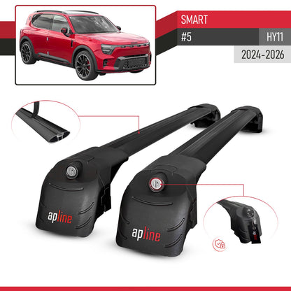 ACE-2 Dakdrager bagagedrager compatibel met SMART #5 2024-2026 Spoorstaven Zwart Aluminium 2 Staven