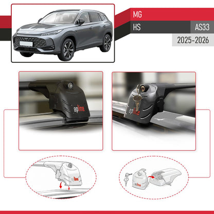 Compatible with MG HS 2025-2026 ACE-2 Car Roof Rack Cross Bar Black Aluminium 2 Bars
