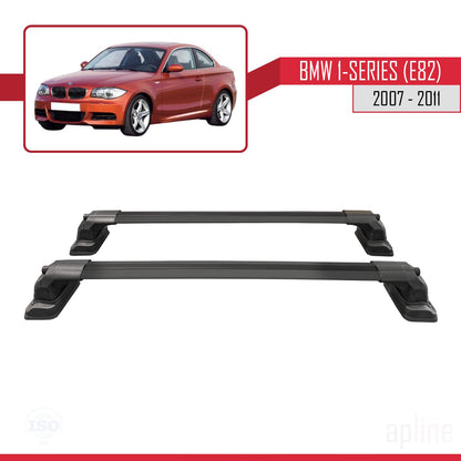 Compatible with BMW 1 Series (E82) 2007-2013 ACE-3 Car Roof Rack Cross Bar Black Aluminium 2 Bars
