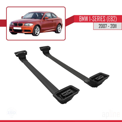 Compatible with BMW 1 Series (E82) 2007-2013 ACE-3 Car Roof Rack Cross Bar Black Aluminium 2 Bars