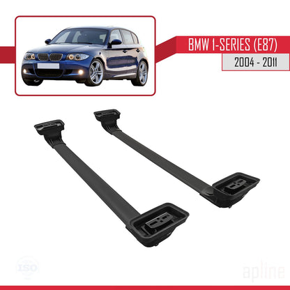 Compatible avec BMW Série 1 (E87) 2004-2011 ACE-3 Barres de Toit Railing Porte-Bagages de Voiture Noir Aluminium 2 Barres