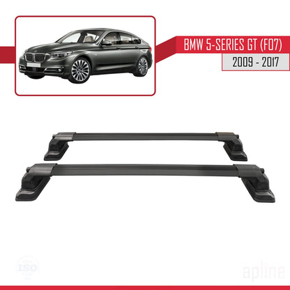 ACE-3 Dakdrager bagagedrager compatibel met BMW Serie 5 Gran Turismo (F07) 2009-2017 Spoorstaven Zwart Aluminium 2 Staven