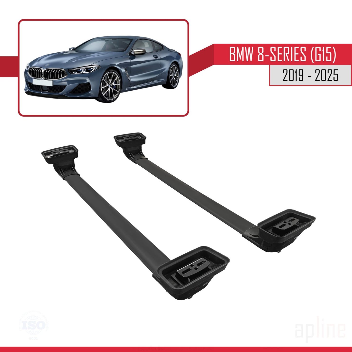 Compatible with BMW 8 Series (G15) 2019-2025 ACE-3 Car Roof Rack Cross Bar Black Aluminium 2 Bars