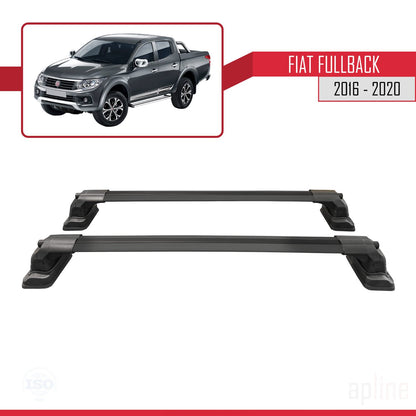 Compatible avec Fiat Fullback 2016-2020 ACE-3 Barres de Toit Railing Porte-Bagages de Voiture Noir Aluminium 2 Barres