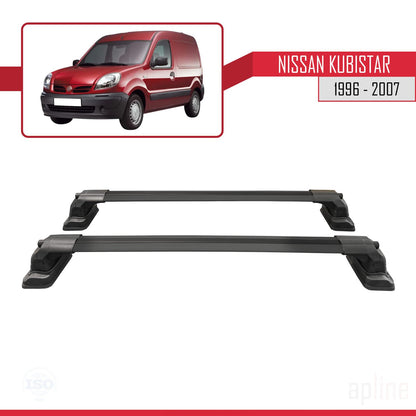 Compatible avec Nissan Kubistar 1996-2007 ACE-3 Barres de Toit Railing Porte-Bagages de Voiture Noir Aluminium 2 Barres