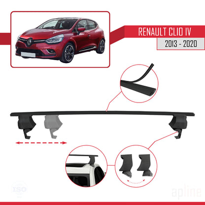 Compatible avec Renault Clio 4 2013-2020 ACE-4 Barres de Toit Railing Porte-Bagages de Voiture Noir Aluminium 2 Barres