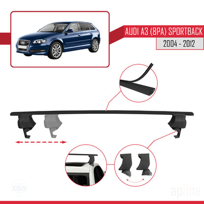 Compatible avec A3 (8PA) Sportback 2004-2012 ACE-4 Barres de Toit Railing Porte-Bagages de Voiture Noir Aluminium 2 Barres