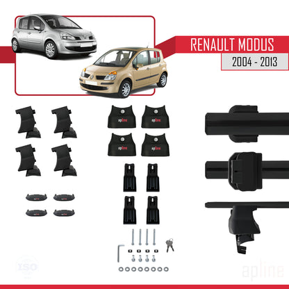 Compatible avec Renault Modus 2004-2013 ACE-4 Barres de Toit Railing Porte-Bagages de Voiture Noir Aluminium 2 Barres