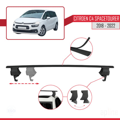 ACE-4 Dakdrager bagagedrager compatibel met Citroen C4 Spacetourer 2018-2022 Spoorstaven Zwart Aluminium 2 Staven