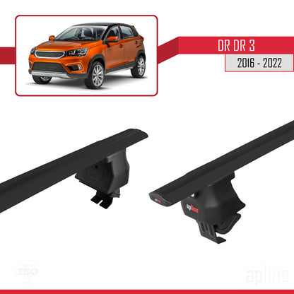 Compatible with DR DR3 2016-2022 ACE-4 Car Roof Rack Cross Bar Black Aluminium 2 Bars
