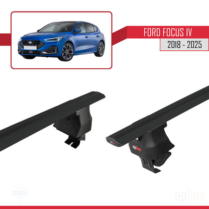 Compatible avec Ford Focus 4 (C519) 2018-2025 ACE-4 Barres de Toit Railing Porte-Bagages de Voiture Noir Aluminium 2 Barres