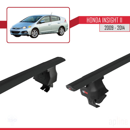 Compatible avec Honda Insight 2 (ZE2) 2009-2014 ACE-4 Barres de Toit Railing Porte-Bagages de Voiture Noir Aluminium 2 Barres