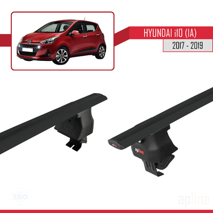 Compatible avec Hyundai i10 II (IA) Post-Facelift 2017-2019 ACE-4 Barres de Toit Railing Porte-Bagages de Voiture Noir Aluminium 2 Barres