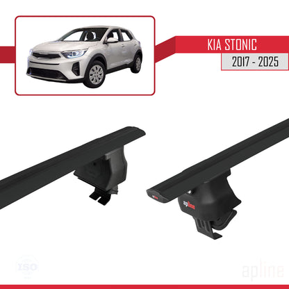 Compatible avec Kia Stonic 2017-2025 ACE-4 Barres de Toit Railing Porte-Bagages de Voiture Noir Aluminium 2 Barres