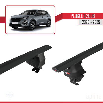 Compatible avec Peugeot 2008 II (P24) 2020-2025 ACE-4 Barres de Toit Railing Porte-Bagages de Voiture Noir Aluminium 2 Barres