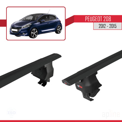 Compatible avec Peugeot 208 (A9) Pre-Facelift 2012-2015 ACE-4 Barres de Toit Railing Porte-Bagages de Voiture Noir Aluminium 2 Barres