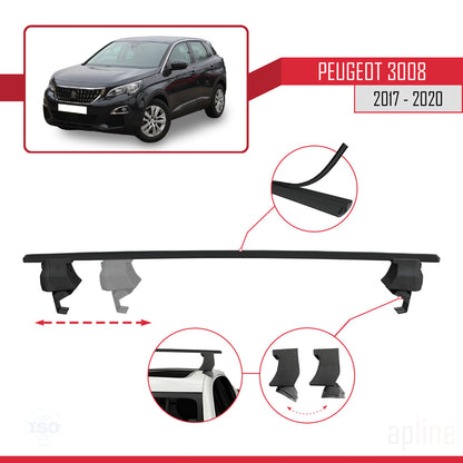 Compatible avec Peugeot 3008 II (P84) Pre-Facelift 2017-2020 ACE-4 Barres de Toit Railing Porte-Bagages de Voiture Noir Aluminium 2 Barres