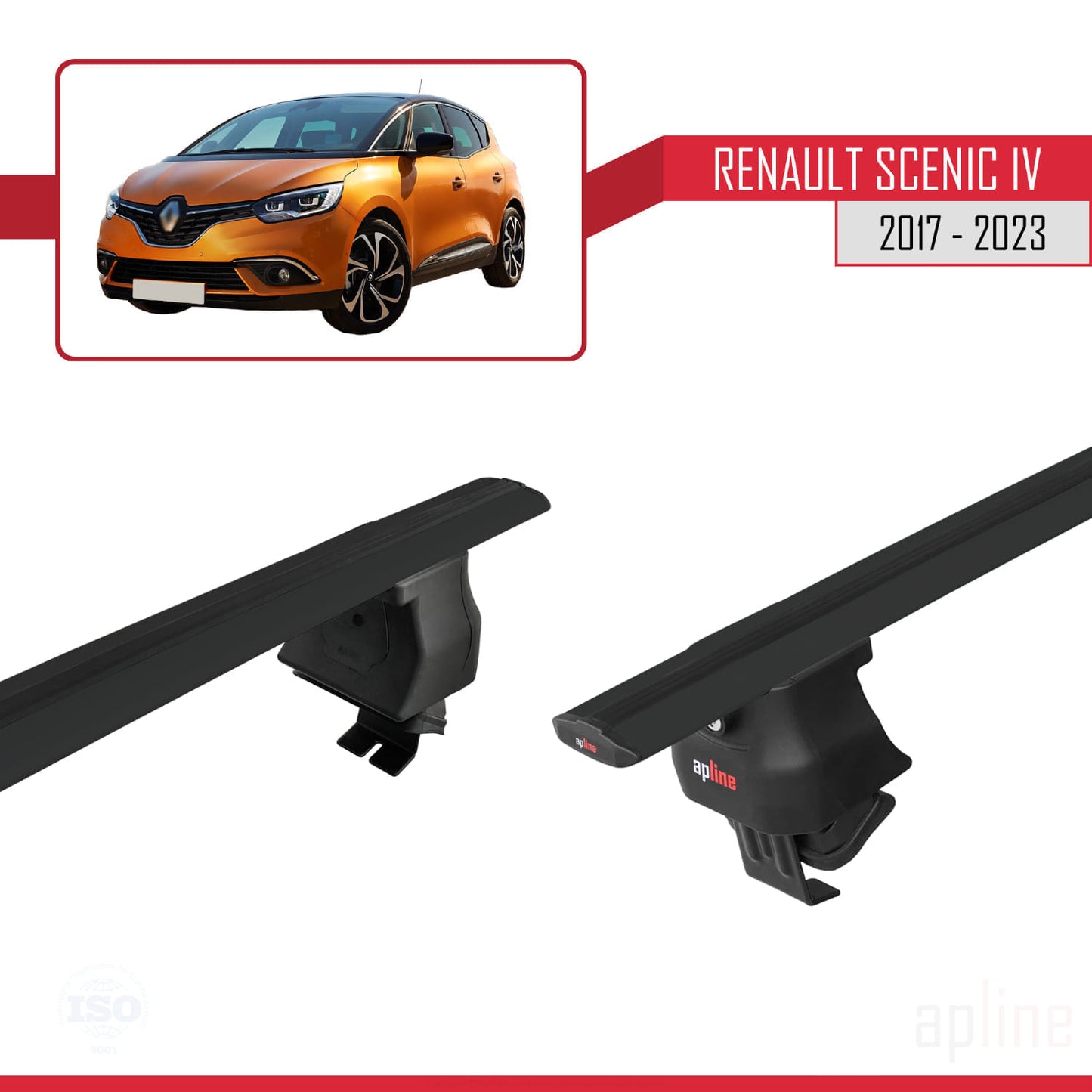 Compatible avec Renault Scenic 4 2017-2023 ACE-4 Barres de Toit Railing Porte-Bagages de Voiture Noir Aluminium 2 Barres