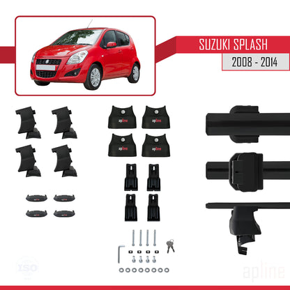 Compatible avec Suzuki Splash 2008-2014 ACE-4 Barres de Toit Railing Porte-Bagages de Voiture Noir Aluminium 2 Barres