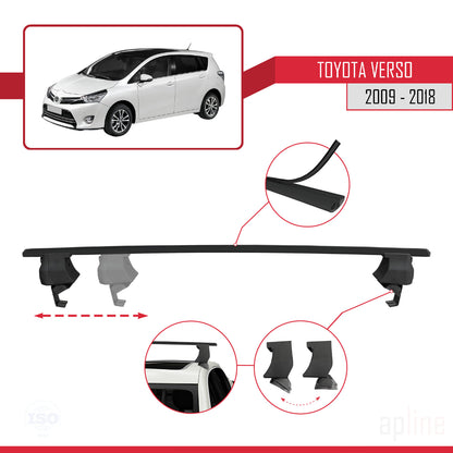 Compatible avec Toyota Verso (AR20) 2009-2018 ACE-4 Barres de Toit Railing Porte-Bagages de Voiture Noir Aluminium 2 Barres