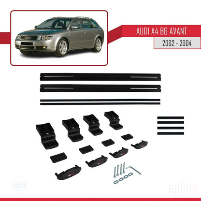 BASIC Model Dakdrager bagagedrager compatibel met A4 (B6) Avant 2002-2004 Spoorstaven Zwart Aluminium 2 Staven