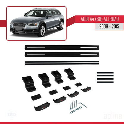 Compatible avec A4 (B8) Allroad 2009-2015 BASIC Model Barres de Toit Railing Porte-Bagages de Voiture Noir Aluminium 2 Barres