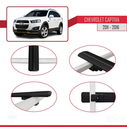 Compatible avec Chevrolet Captiva 2011-2015 BASIC Model Barres de Toit Railing Porte-Bagages de Voiture Noir Aluminium 2 Barres