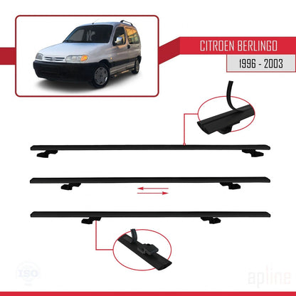 Compatible with Citroen Berlingo (M49) 1996-2003 BASIC Model Car Roof Rack Cross Bar Black Aluminium 3 Bars