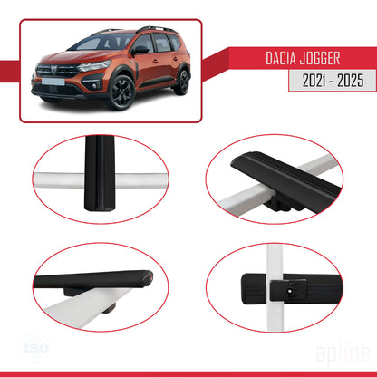Compatible avec Dacia Jogger 2021-2025 BASIC Model Barres de Toit Railing Porte-Bagages de Voiture Noir Aluminium 3 Barres