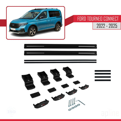 BASIC Model Dakdrager bagagedrager compatibel met Ford Transit/Tourneo Connect 3 2022-2025 Spoorstaven Zwart Aluminium 2 Staven