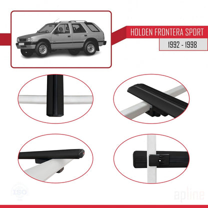 Compatible avec Holden Frontera Sport 1992-1998 BASIC Model Barres de Toit Railing Porte-Bagages de Voiture Noir Aluminium 2 Barres