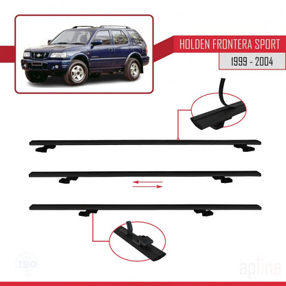 Compatible avec Holden Frontera Sport 2 1999-2004 BASIC Model Barres de Toit Railing Porte-Bagages de Voiture Noir Aluminium 3 Barres