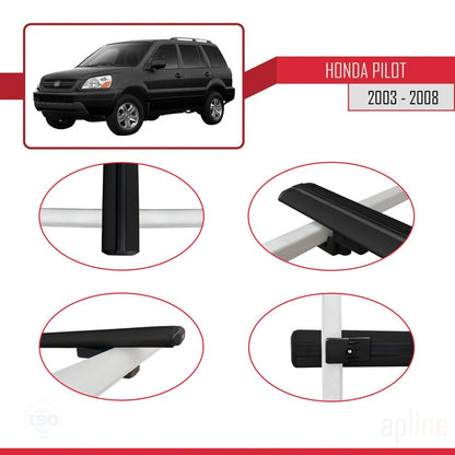 Compatible with Honda Pilot 2003-2008 BASIC Model Car Roof Rack Cross Bar Black Aluminium 2 Bars