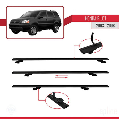 Compatible with Honda Pilot 2003-2008 BASIC Model Car Roof Rack Cross Bar Black Aluminium 2 Bars