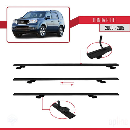 Compatible avec Honda Pilot 2 2009-2015 BASIC Model Barres de Toit Railing Porte-Bagages de Voiture Noir Aluminium 2 Barres