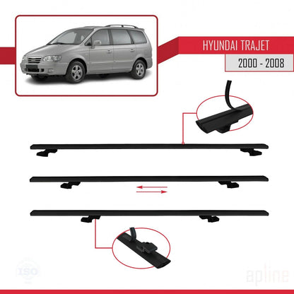 Compatible avec Hyundai Trajet 2000-2008 BASIC Model Barres de Toit Railing Porte-Bagages de Voiture Noir Aluminium 2 Barres