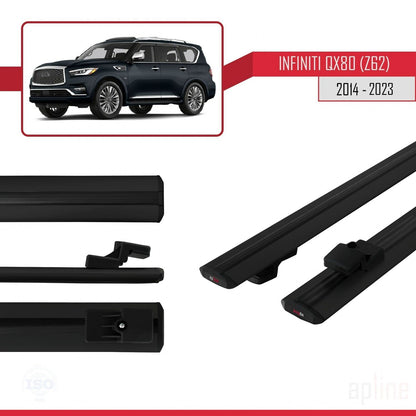 Compatible avec Infiniti QX80 (Z62) 2014-2023 BASIC Model Barres de Toit Railing Porte-Bagages de Voiture Noir Aluminium 2 Barres