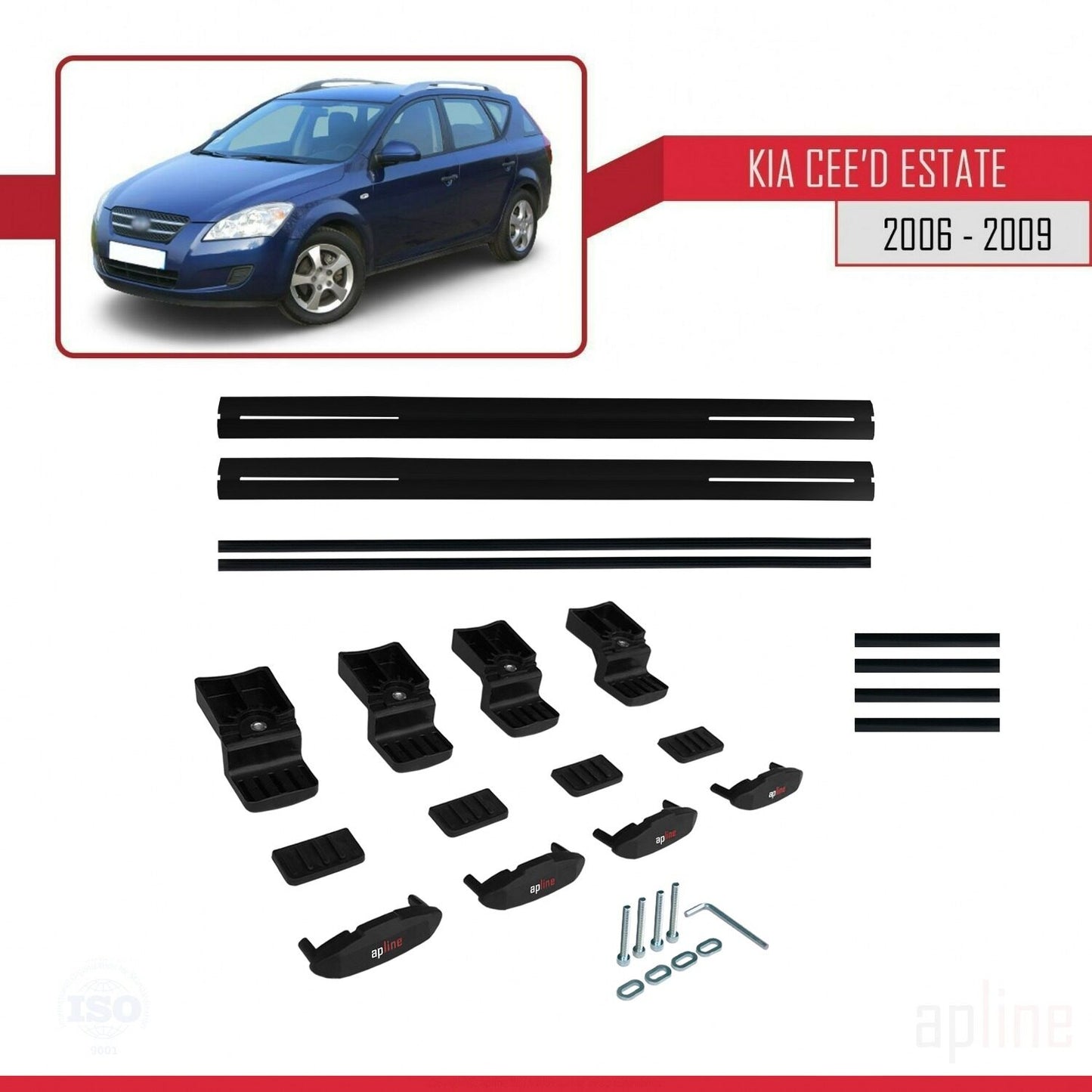 Compatible avec Kia Ceed (ED) Break Pre-Facelift 2006-2009 BASIC Model Barres de Toit Railing Porte-Bagages de Voiture Noir Aluminium 2 Barres