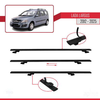 Compatible with Lada Largus 2012-2025 BASIC Model Car Roof Rack Cross Bar Black Aluminium 2 Bars