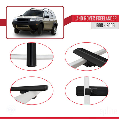 Compatible with Land Rover Freelander (L314) 1998-2006 BASIC Model Car Roof Rack Cross Bar Black Aluminium 3 Bars