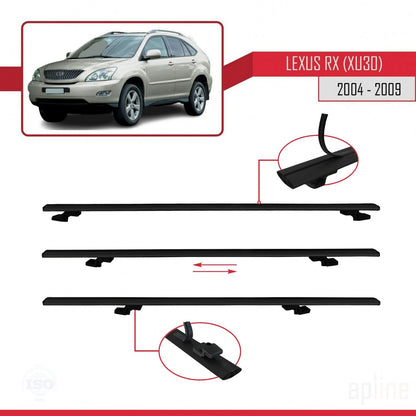 Compatible avec Lexus RX 2 (XU30) 2004-2009 BASIC Model Barres de Toit Railing Porte-Bagages de Voiture Noir Aluminium 2 Barres