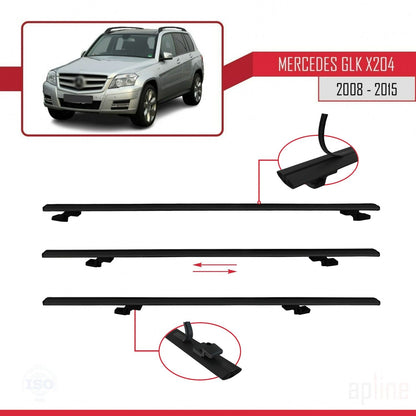 Compatible avec Mercedes Classe GLK (X204) 2008-2015 BASIC Model Barres de Toit Railing Porte-Bagages de Voiture Noir Aluminium 2 Barres