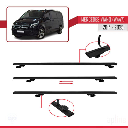 Compatible with Mercedes Viano 3 (W447) 2014-2025 BASIC Model Car Roof Rack Cross Bar Black Aluminium 3 Bars
