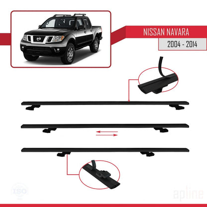 Compatible avec Nissan Navara 3 (D40) 2005-2014 BASIC Model Barres de Toit Railing Porte-Bagages de Voiture Noir Aluminium 3 Barres