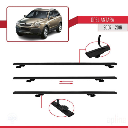 Compatible avec Opel Antara 2007-2016 BASIC Model Barres de Toit Railing Porte-Bagages de Voiture Noir Aluminium 3 Barres