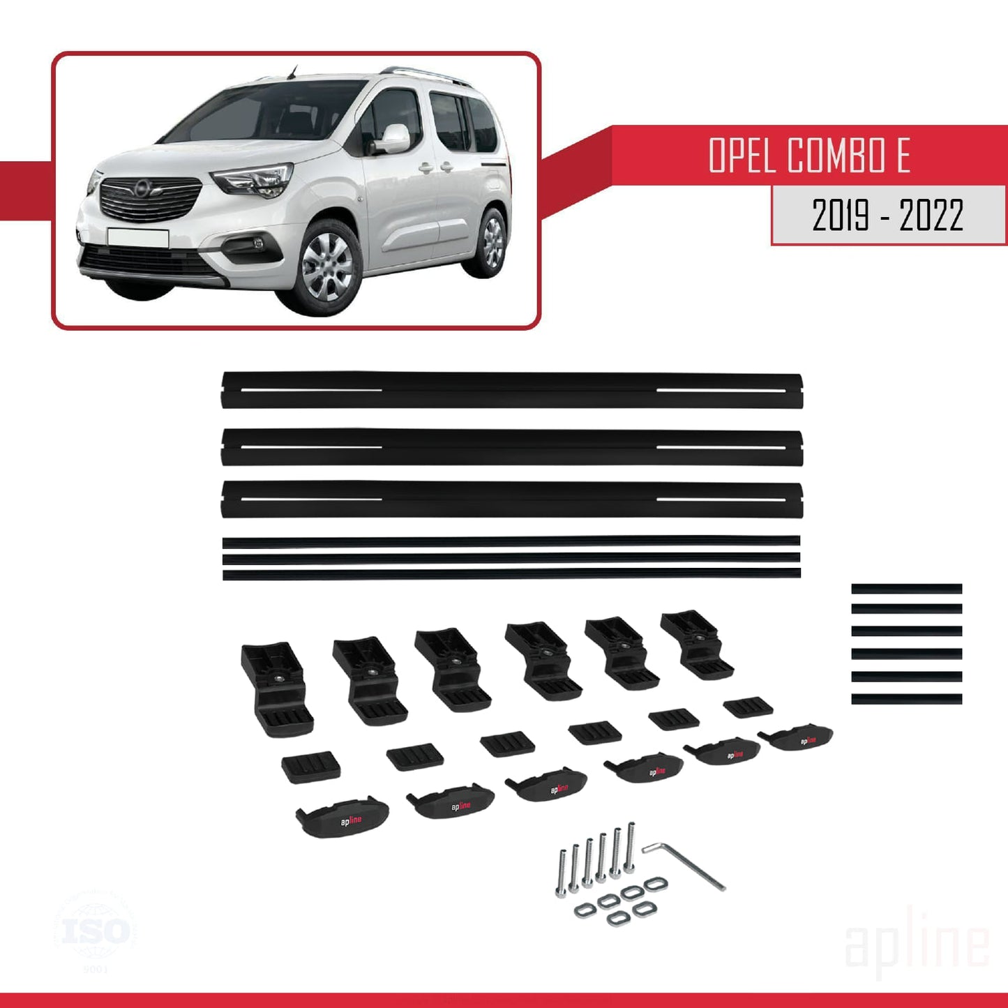 Compatible avec Opel Combo E Life 2019-2022 BASIC Model Barres de Toit Railing Porte-Bagages de Voiture Noir Aluminium 3 Barres