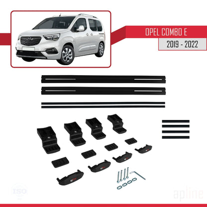 Compatible avec Opel Combo E Life 2019-2022 BASIC Model Barres de Toit Railing Porte-Bagages de Voiture Noir Aluminium 2 Barres